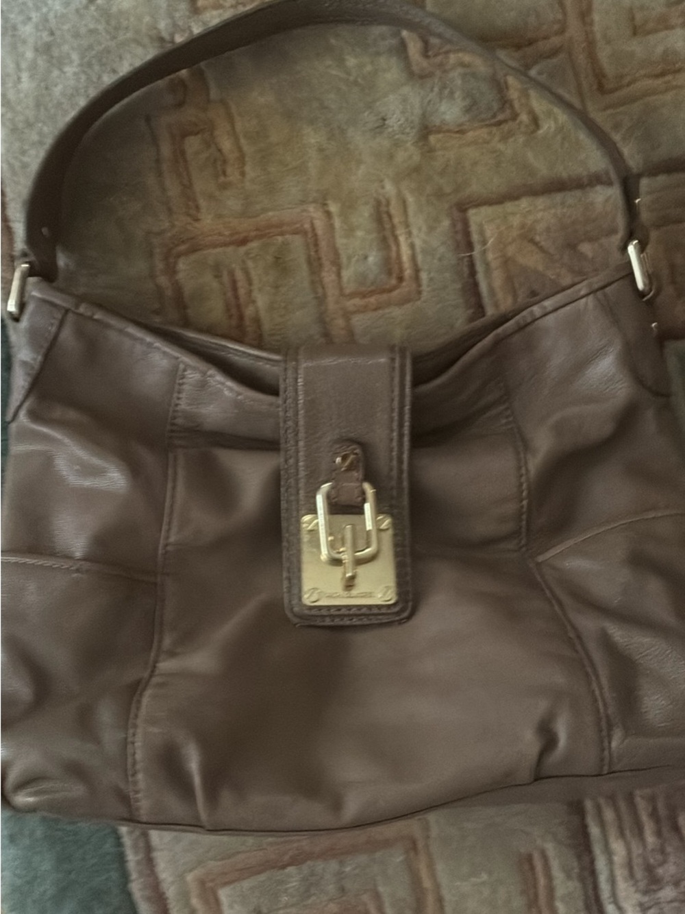 Michael Kors Brown Leather Shoulder Bag with Gold-Tone Lock KILLER BUY